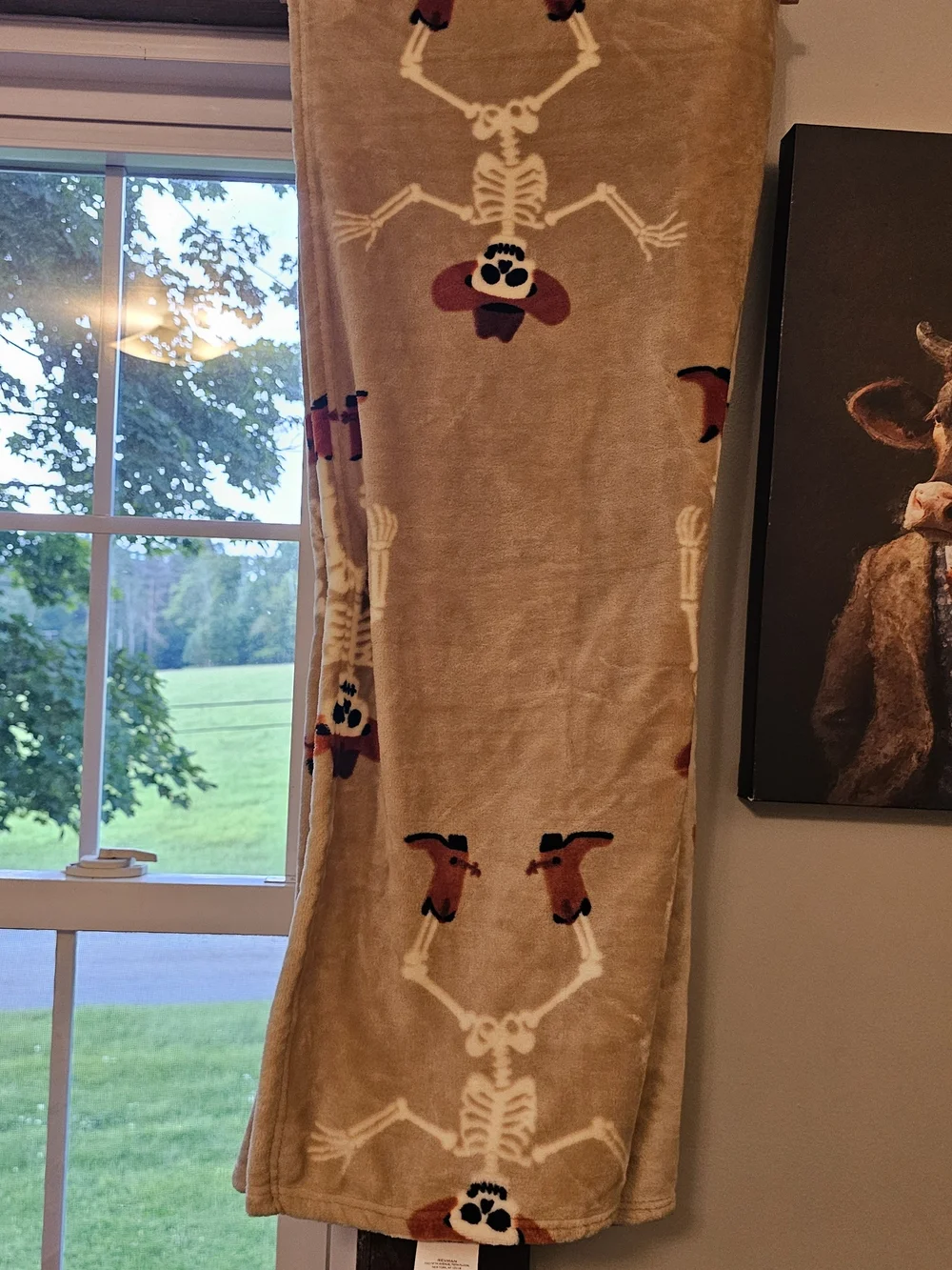 Wrangler Tan Cowboy Skeleton Plush Throw Blanket